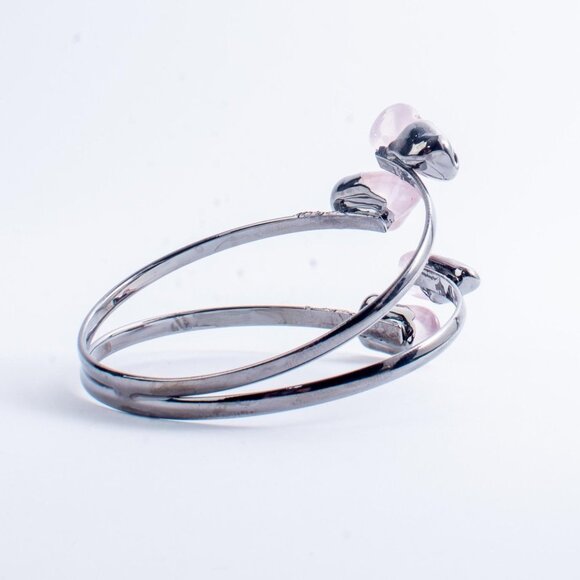Rose Quartz, Polished Crystal, Layered Bangle - Picture 6 of 9